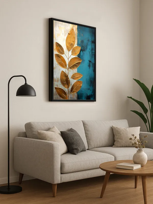 Box_Fiber_Frame_Abstract_Leaf_Canvas_Art_In_Gold_And_Blue_-_Contemporary_Wall_Decor_For_Stylish_Homes