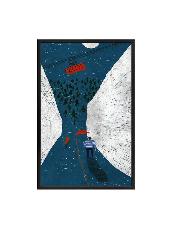 Box_Fiber_Frame_Nighttime_Journey_With_Cable_Car_Canvas-Wrapped_Painting_|_Adventure_Art_|_Mystical_Wall_Decor
