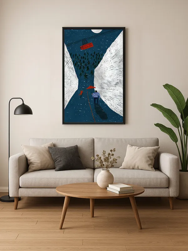 Box_Fiber_Frame_Nighttime_Journey_With_Cable_Car_Canvas-Wrapped_Painting_|_Adventure_Art_|_Mystical_Wall_Decor