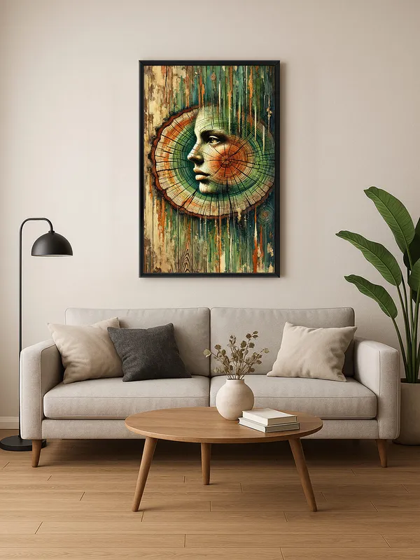 Box_Fiber_Frame_Tree_Ring_Woman_Face_Canvas-Wrapped_Painting_|_Nature-Inspired_Modern_Abstract_Art_|_Earthy_Wood_Tones