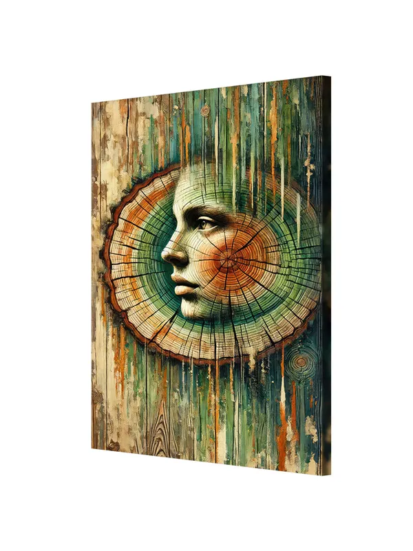 Tree_Ring_Woman_Face_Canvas-Wrapped_Painting_|_Nature-Inspired_Modern_Abstract_Art_|_Earthy_Wood_Tones