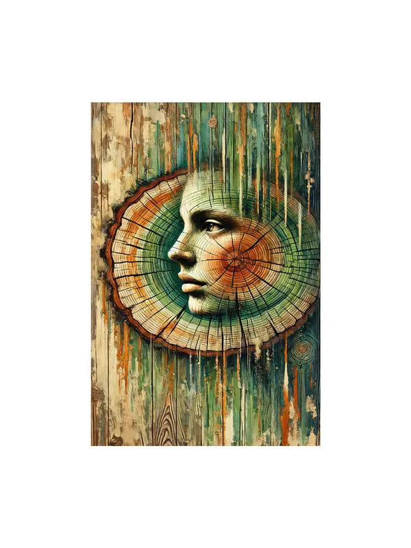 Tree_Ring_Woman_Face_Canvas-Wrapped_Painting_|_Nature-Inspired_Modern_Abstract_Art_|_Earthy_Wood_Tones