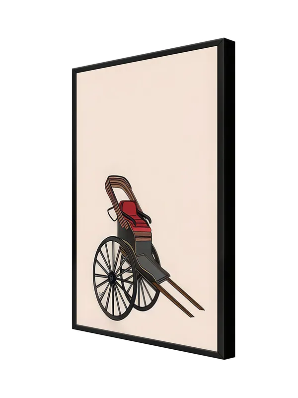 Box_Fiber_Frame_Antique_Cart_Illustration_Canvas-Wrapped_Painting_|_Minimalist_Modern_Art_|_Vintage_Charm_Decor