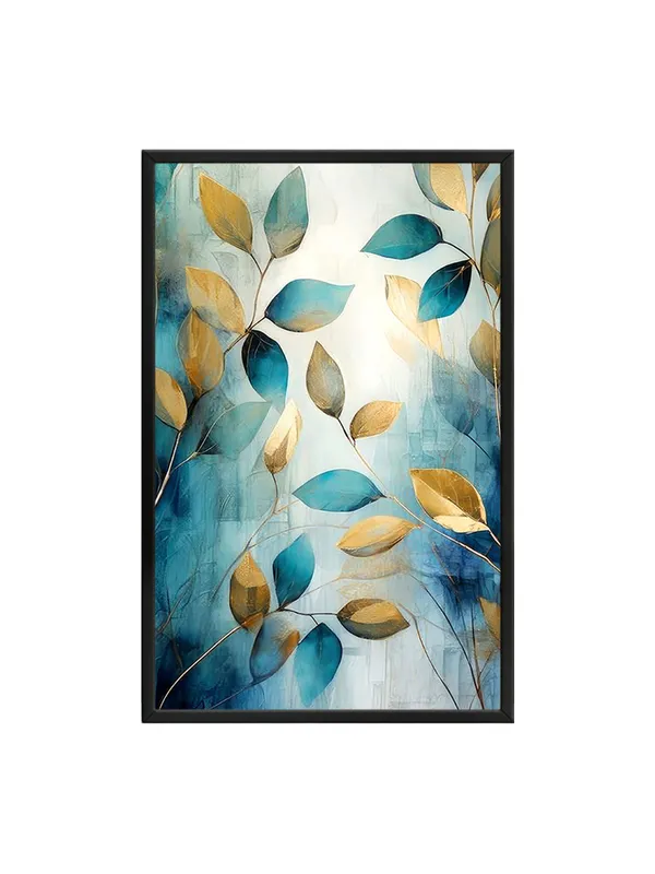Box_Fiber_Frame_Modern_Leaf_Canvas_Painting_In_Gold_And_Blue_Tones_-_Elegant_Wall_Art_For_Home_And_Office