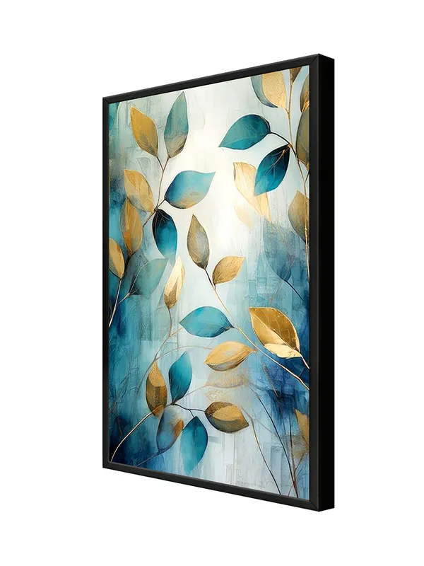 Box_Fiber_Frame_Modern_Leaf_Canvas_Painting_In_Gold_And_Blue_Tones_-_Elegant_Wall_Art_For_Home_And_Office