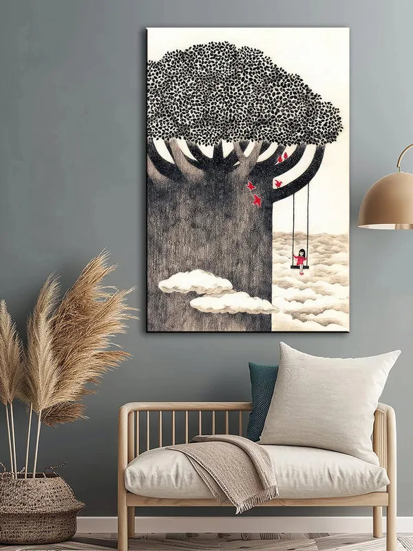 Swinging_Girl_Canvas-Wrapped_Painting_–_Nature_Inspired_Wall_Art_For_Home,_Hotels