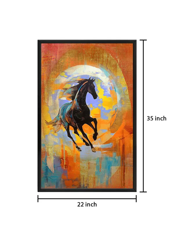 Box_Fiber_Frame_Dynamic_Black_Horse_Canvas-Wrapped_Painting_–_Vibrant_Equestrian_Art_For_Office,_Home