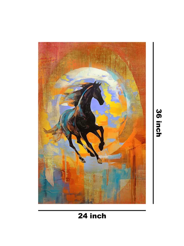 Dynamic_Black_Horse_Canvas-Wrapped_Painting_–_Vibrant_Equestrian_Art_For_Office,_Home