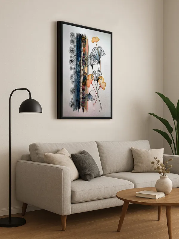 Box_Fiber_Frame_Abstract_Floral_&_Ginkgo_Leaf_Canvas-Wrapped_Art_–_Nature'S_Aesthetic_Wall_Decor