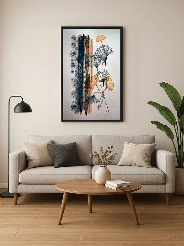 Box_Fiber_Frame_Abstract_Floral_&_Ginkgo_Leaf_Canvas-Wrapped_Art_–_Nature'S_Aesthetic_Wall_Decor