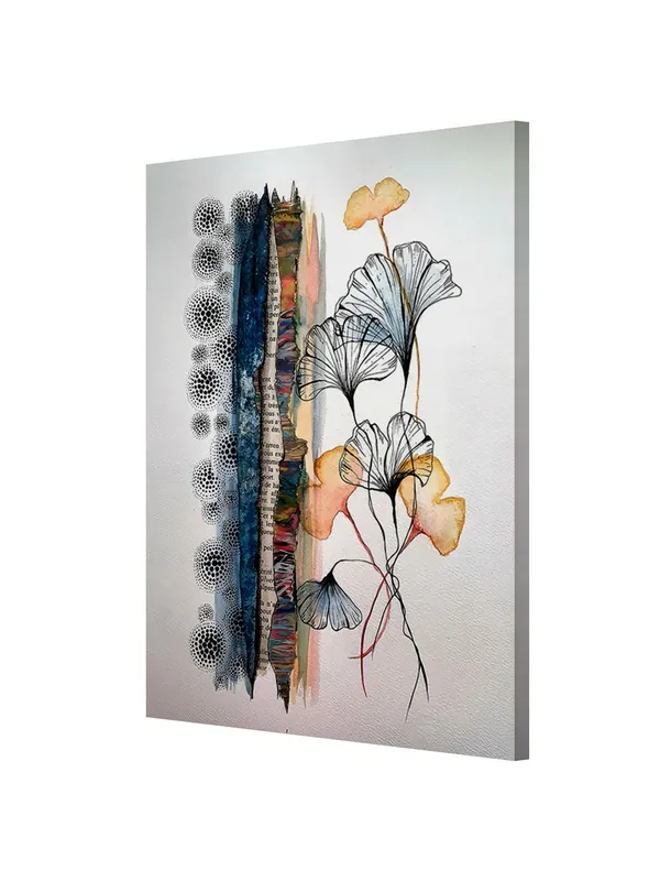 Abstract_Floral_&_Ginkgo_Leaf_Canvas-Wrapped_Art_–_Nature'S_Aesthetic_Wall_Decor