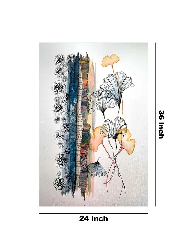 Abstract_Floral_&_Ginkgo_Leaf_Canvas-Wrapped_Art_–_Nature'S_Aesthetic_Wall_Decor