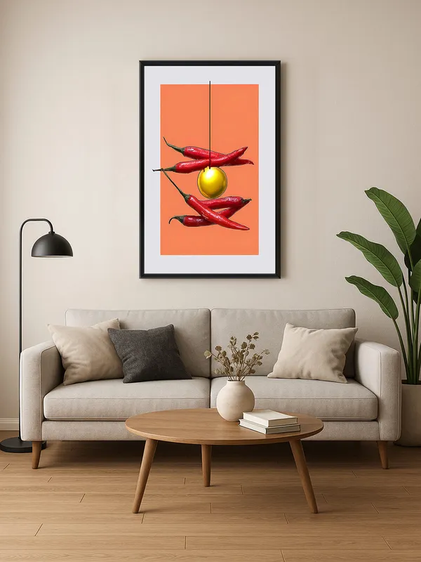 Box_Fiber_Frame_Chili_&_Gold_Object_Art_Canvas-Wrapped_–_Quirky_Contemporary_Art_For_Kitchens_&_Offices