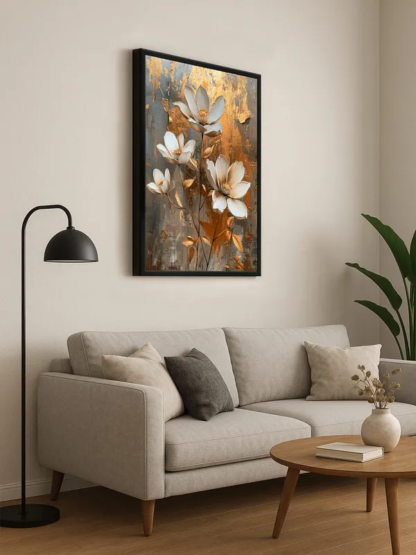Box_Fiber_Frame_Abstract_Floral_Canvas_Art_With_Gold_And_White_Flowers_-_Contemporary_Wall_Decor_For_Stylish_Homes