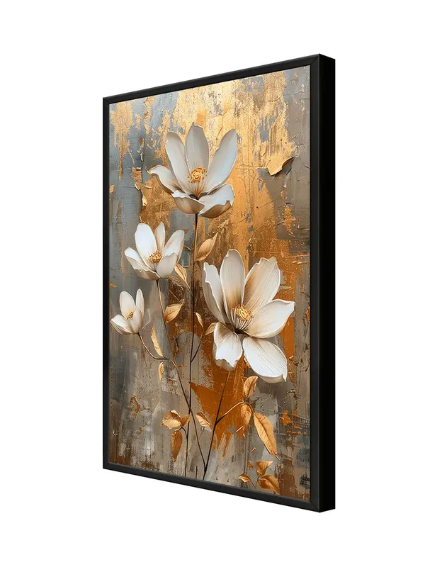 Box_Fiber_Frame_Abstract_Floral_Canvas_Art_With_Gold_And_White_Flowers_-_Contemporary_Wall_Decor_For_Stylish_Homes