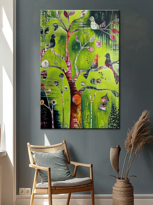 Vibrant_Birds_On_Tree_Canvas-Wrapped_Painting_-_Nature_Inspired_Art_For_Home_And_Office_Decor