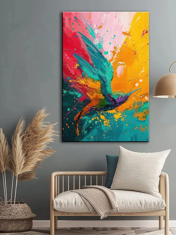 Dynamic_Hummingbird_In_Flight_Canvas-Wrapped_Painting_-_Abstract_Bird_Art_For_Living_Spaces