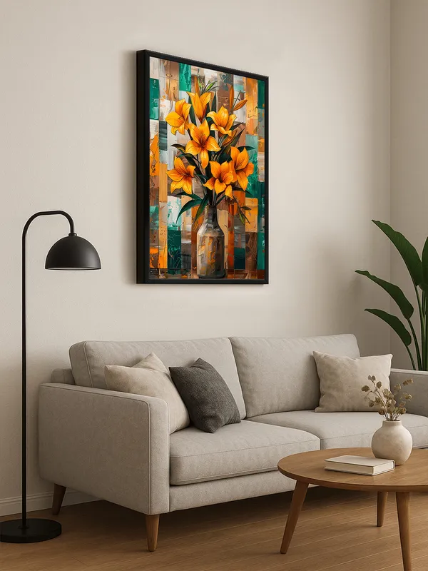 Box_Fiber_Frame_Bright_Lilies_Vase_Canvas-Wrapped_Painting_-_Lush_Floral_Art_For_Interiors
