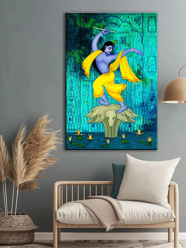 Krishna_On_Multi-Headed_Snake_Canvas-Wrapped_Painting_-_Intricate_Religious_Art_For_Devotional_Spaces