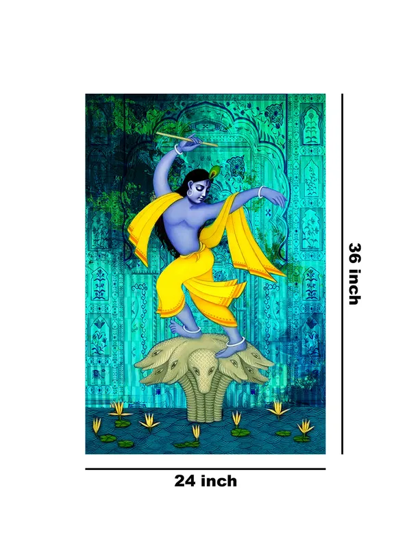 Krishna_On_Multi-Headed_Snake_Canvas-Wrapped_Painting_-_Intricate_Religious_Art_For_Devotional_Spaces