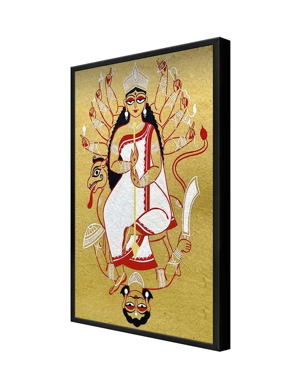 Box_Fiber_Frame_Durga_In_Battle_Canvas-Wrapped_Painting_-_Powerful_Mythological_Art_For_Spirituality