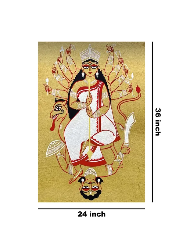 Durga_In_Battle_Canvas-Wrapped_Painting_-_Powerful_Mythological_Art_For_Spirituality