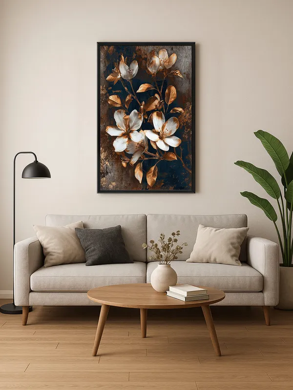 Box_Fiber_Frame_Golden_And_White_Floral_Canvas_Art_On_Textured_Background_-_Luxurious_Wall_Decor_For_Contemporary_Spaces