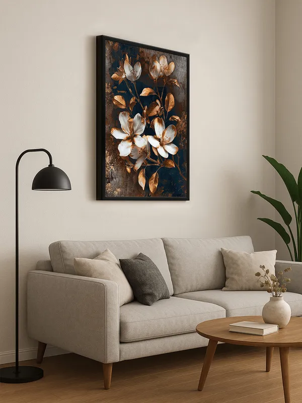 Box_Fiber_Frame_Golden_And_White_Floral_Canvas_Art_On_Textured_Background_-_Luxurious_Wall_Decor_For_Contemporary_Spaces