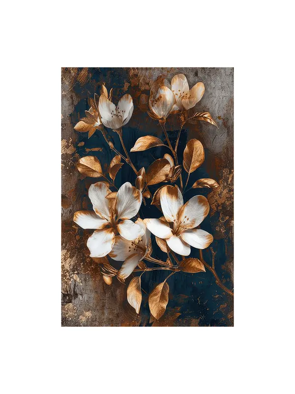 Golden_And_White_Floral_Canvas_Art_On_Textured_Background_-_Luxurious_Wall_Decor_For_Contemporary_Spaces
