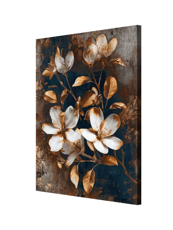 Golden_And_White_Floral_Canvas_Art_On_Textured_Background_-_Luxurious_Wall_Decor_For_Contemporary_Spaces