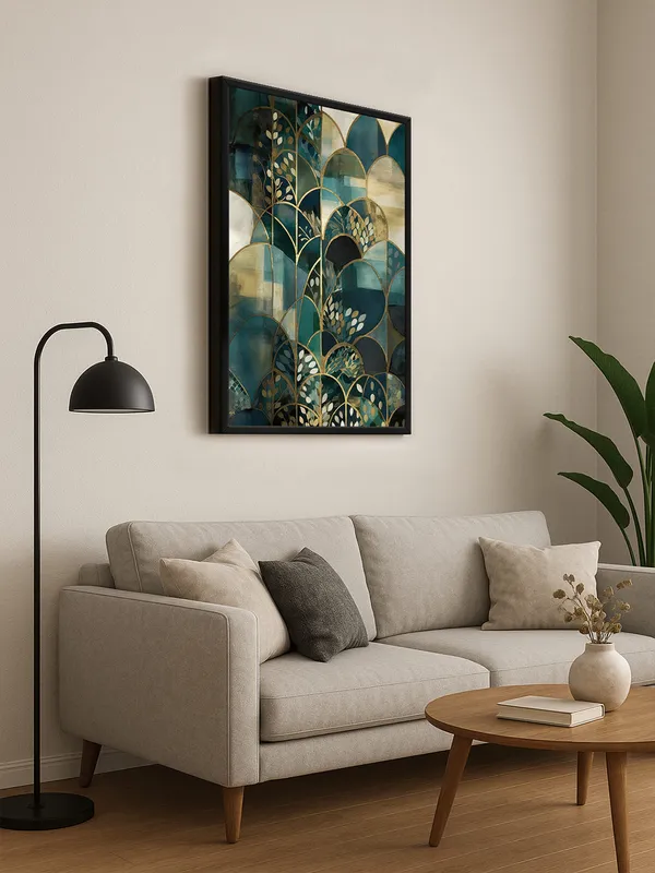 Box_Fiber_Frame_Abstract_Green_And_Gold_Canvas_Art_With_Geometric_Patterns_-_Modern_Wall_Decor_For_Stylish_Homes