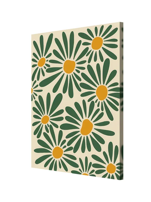 Retro_Daisy_Canvas_Art_In_Green_And_Yellow_-_Vintage-Inspired_Wall_Decor_For_Modern_Spaces