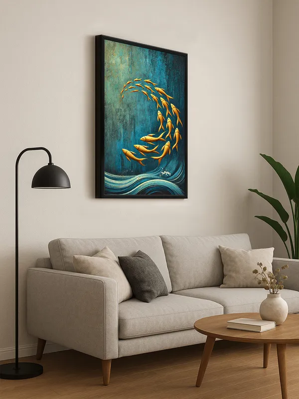 Box_Fiber_Frame_Golden_Fish_Swimming_Canvas_Art_-_Tranquil_Wall_Decor_For_Nature_Lovers_And_Peaceful_Spaces