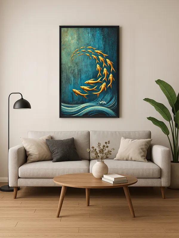 Box_Fiber_Frame_Golden_Fish_Swimming_Canvas_Art_-_Tranquil_Wall_Decor_For_Nature_Lovers_And_Peaceful_Spaces