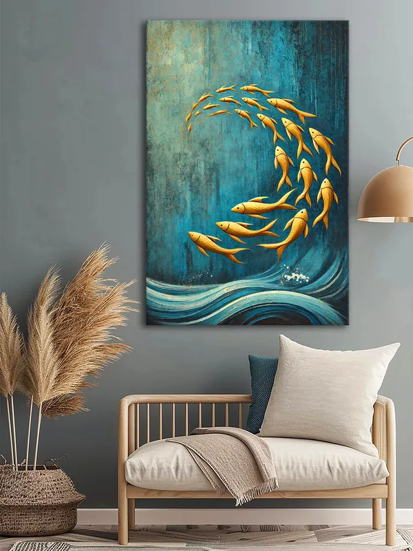 Golden_Fish_Swimming_Canvas_Art_-_Tranquil_Wall_Decor_For_Nature_Lovers_And_Peaceful_Spaces