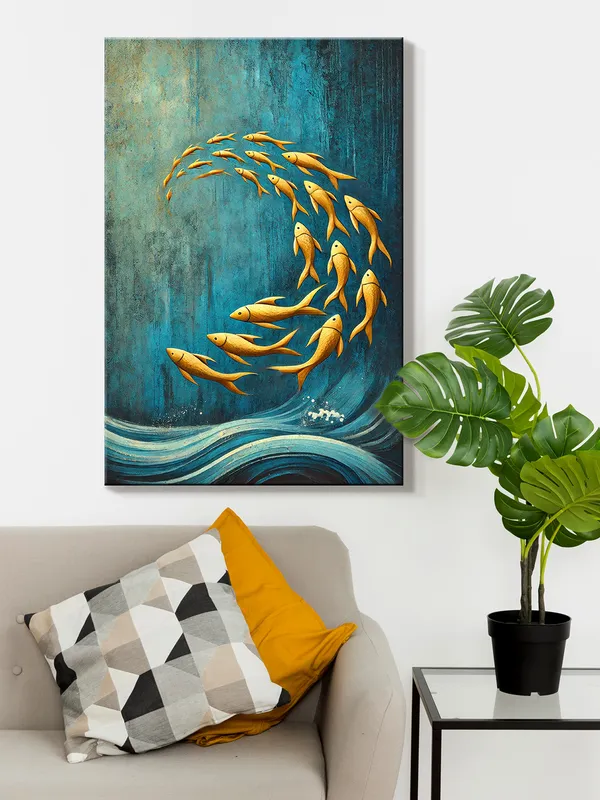 Golden_Fish_Swimming_Canvas_Art_-_Tranquil_Wall_Decor_For_Nature_Lovers_And_Peaceful_Spaces