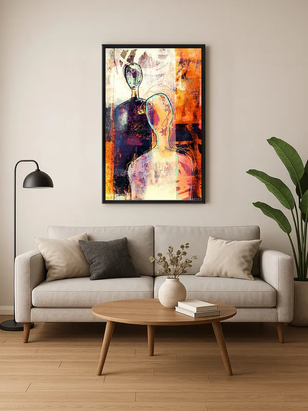 Box_Fiber_Frame_Abstract_Canvas_Painting_With_Dual_Human_Figures_And_Vibrant_Orange_And_Purple_Hues