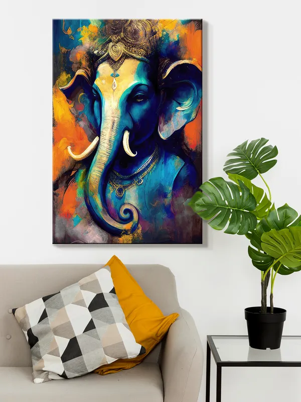 Vibrant_Ganesha_Canvas_Painting_With_Rich_Colors_And_Detailed_Artistic_Expression