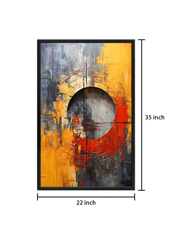 Box_Fiber_Frame_Abstract_Circular_Pattern_Canvas_Painting_In_Yellow_And_Orange_With_Textured_Background