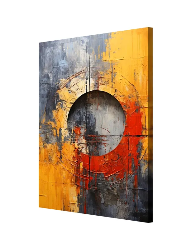 Abstract_Circular_Pattern_Canvas_Painting_In_Yellow_And_Orange_With_Textured_Background