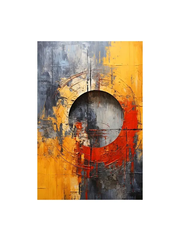 Abstract_Circular_Pattern_Canvas_Painting_In_Yellow_And_Orange_With_Textured_Background
