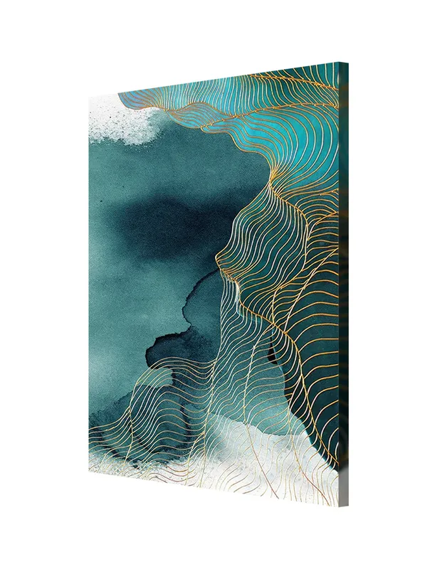 Abstract_Canvas_Painting_With_Golden_Lines_And_Teal_Shades_In_A_Flowing_Pattern