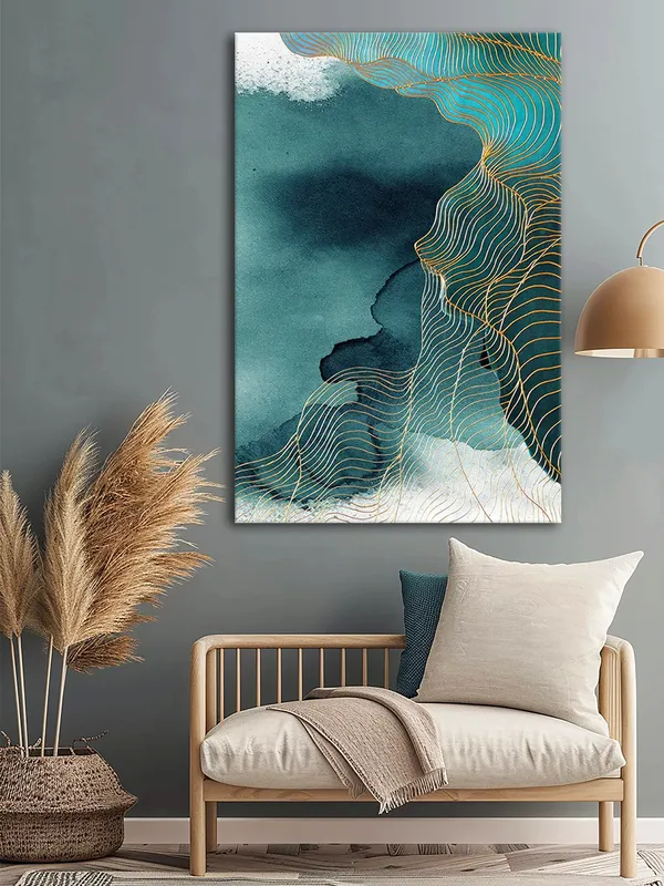 Abstract_Canvas_Painting_With_Golden_Lines_And_Teal_Shades_In_A_Flowing_Pattern