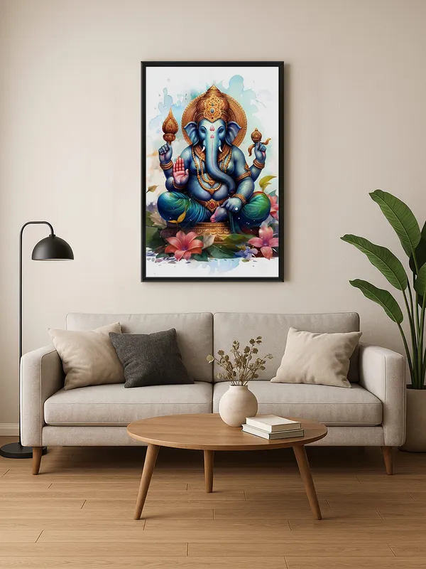 Box_Fiber_Frame_Colorful_Ganesha_Canvas_Art_With_Detailed_Depiction_And_Floral_Elements