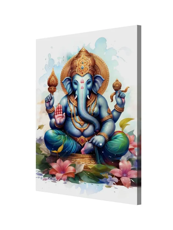 Colorful_Ganesha_Canvas_Art_With_Detailed_Depiction_And_Floral_Elements