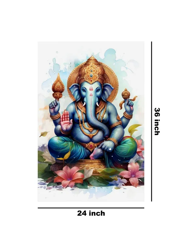 Colorful_Ganesha_Canvas_Art_With_Detailed_Depiction_And_Floral_Elements