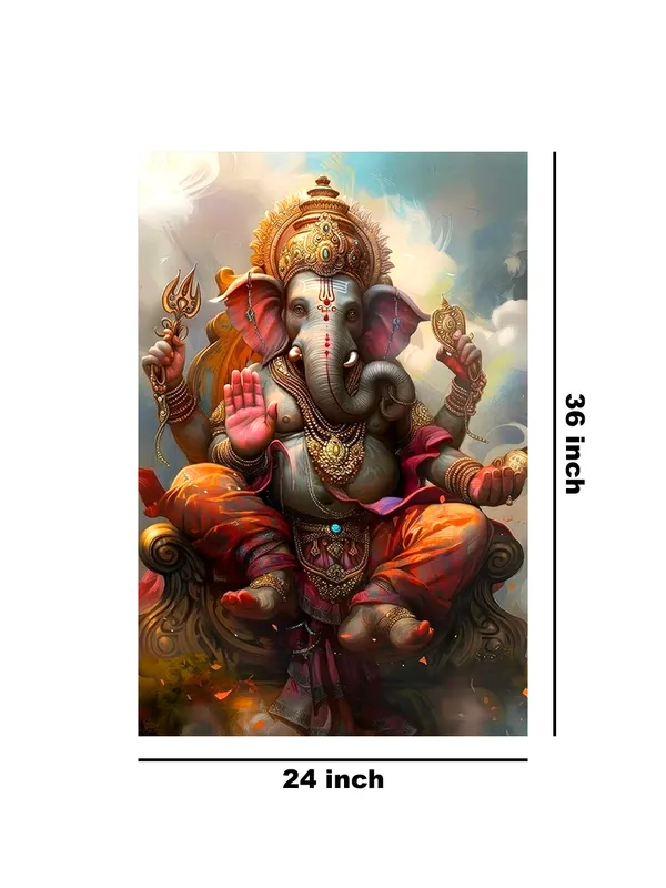 Majestic_Canvas_Art_Of_Ganesha_With_A_Traditional_Artistic_Style_And_Rich_Colors