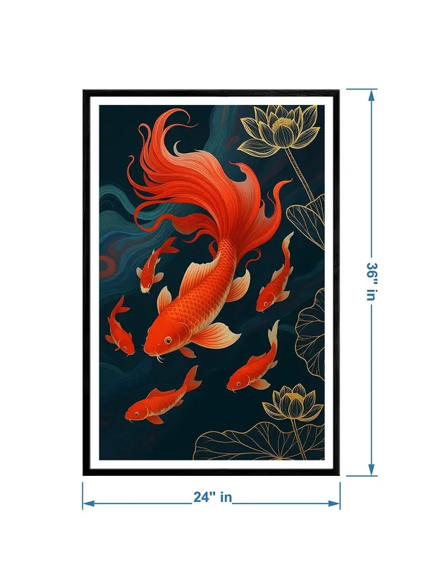 Red_Harmony_Koi_Fish_Family_Box_Fiber_Canvas_Painting_Frame_24X36_-_Artistic_Water_Lotus_Wall_Decor_BLF24360879