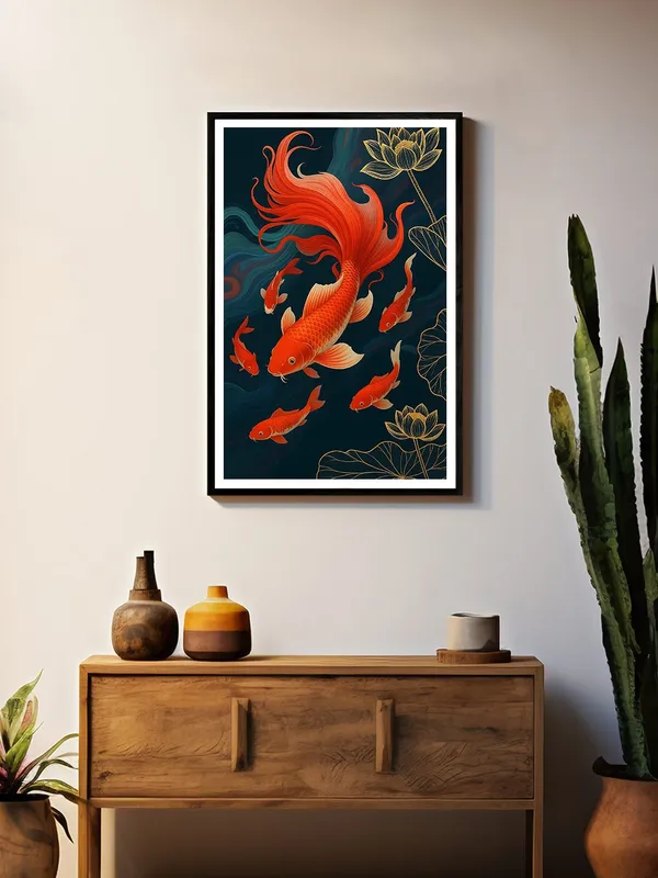 Red_Harmony_Koi_Fish_Family_Box_Fiber_Canvas_Painting_Frame_24X36_-_Artistic_Water_Lotus_Wall_Decor_BLF24360879