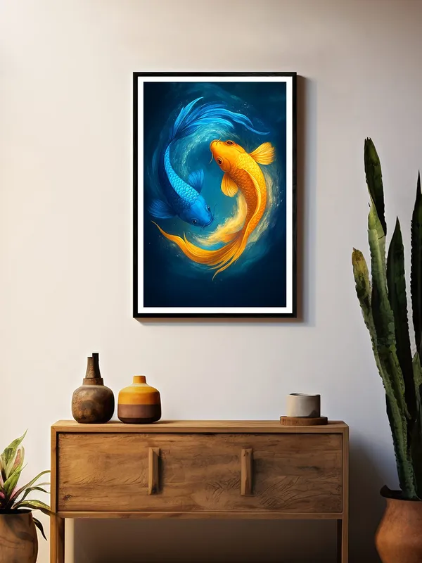 Blue_&_Gold_Yin_Yang_Koi_in_Ocean_Swirl_|_Box_Fiber_Canvas_Frame_|_24x36_|_Balance_&_Harmony_Wall_Art_BLF24360932